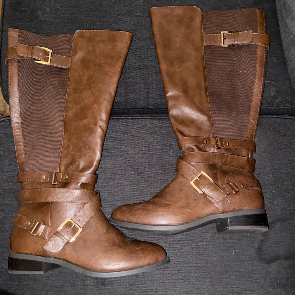 Lane Bryant brown tall boots wide calf